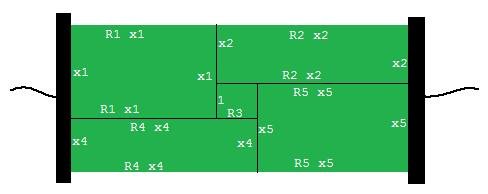 Circuit rewritten as rectangular sheet resistance